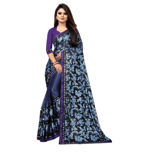 Women's Lycra Blend Saree with Women>Ethnic Wear>Blouse (Blue, 5-6 Mtrs)