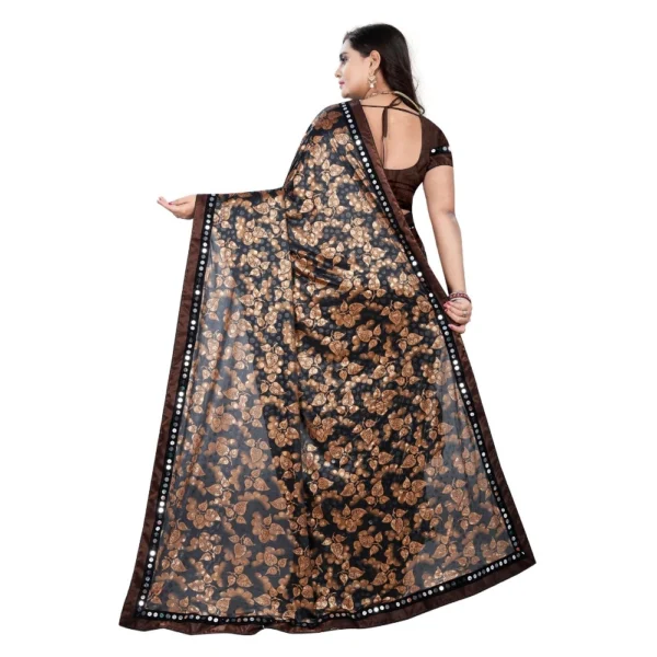 Women's Lycra Blend Saree with Women>Ethnic Wear>Blouse (Coffee, 5-6 Mtrs) - Image 2