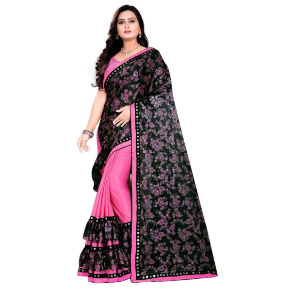 Women's Lycra Blend Saree with Women>Ethnic Wear>Blouse (Pink, 5-6 Mtrs)