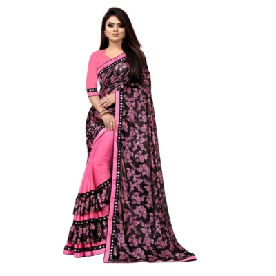 Women's Lycra Blend Saree with Women>Ethnic Wear>Blouse (Pink, 5-6 Mtrs)