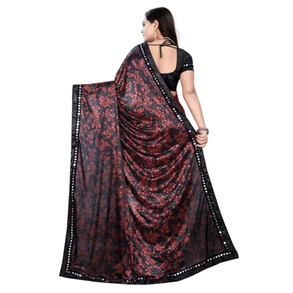 Women's Lycra Blend Saree with Women>Ethnic Wear>Blouse (Red, 5-6 Mtrs) - Image 2