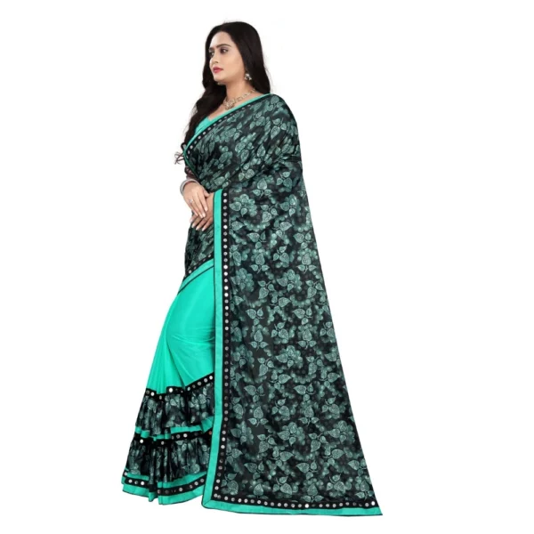 Women's Lycra Blend Saree with Women>Ethnic Wear>Blouse (Rama, 5-6 Mtrs) - Image 3