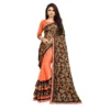 Women's Lycra Blend Saree with Women>Ethnic Wear>Blouse (Orange, 5-6 Mtrs)
