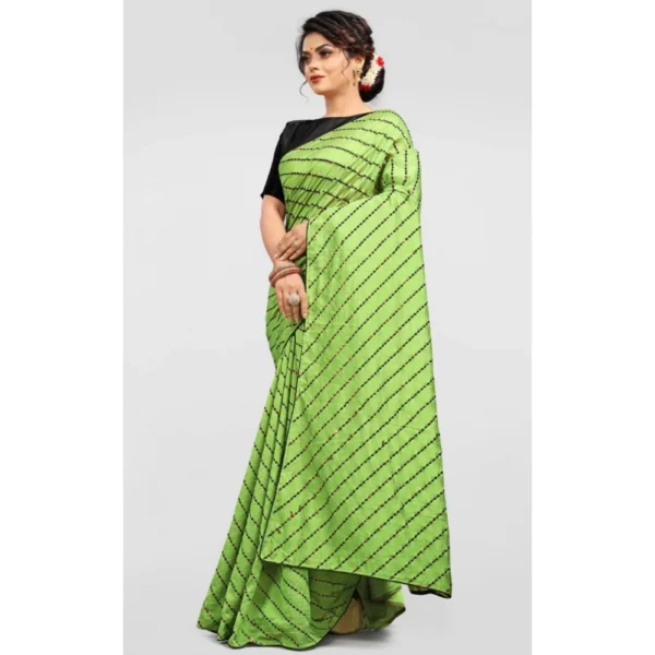 Women's Vichitra Saree with Women>Ethnic Wear>Blouse (LightGreen, 5-6 Mtrs) - Image 3