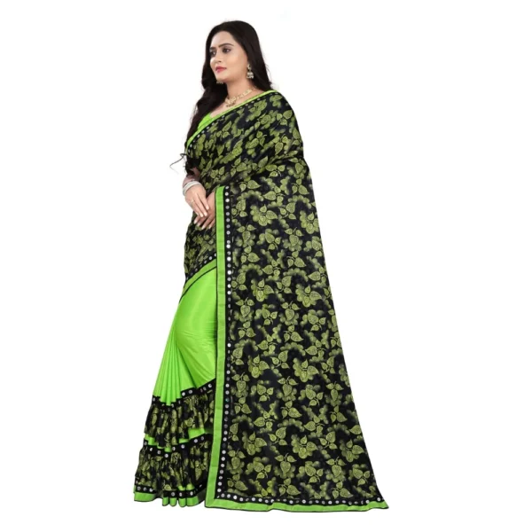 Women's Lycra Blend Saree with Women>Ethnic Wear>Blouse (Pista, 5-6 Mtrs) - Image 3