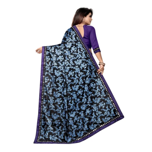 Women's Lycra Blend Saree with Women>Ethnic Wear>Blouse (Blue, 5-6 Mtrs) - Image 2