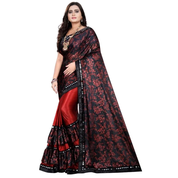 Women's Lycra Blend Saree with Women>Ethnic Wear>Blouse (Red, 5-6 Mtrs)
