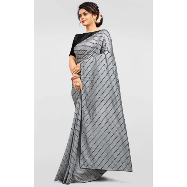 Women's Vichitra Saree with Women>Ethnic Wear>Blouse (Grey, 5-6 Mtrs) - Image 3