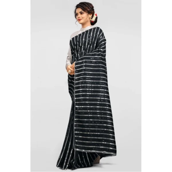 Women's Vichitra Saree with Women>Ethnic Wear>Blouse (Silver, 5-6 Mtrs) - Image 2