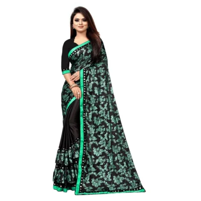 Women's Lycra Blend Saree with Women>Ethnic Wear>Blouse (Green, 5-6 Mtrs)