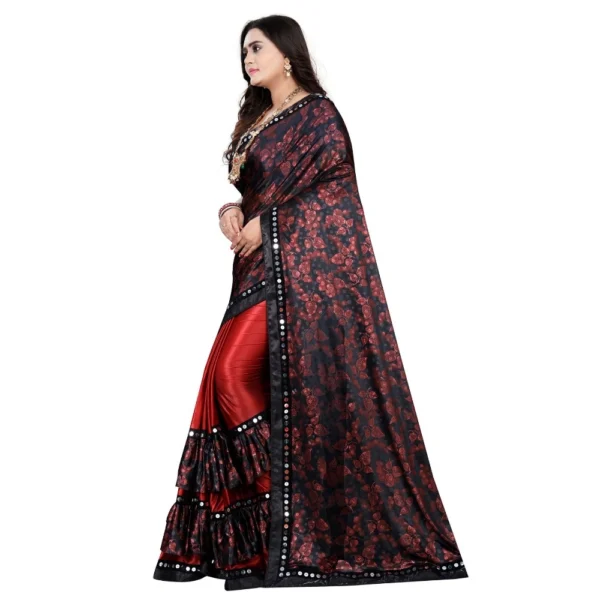 Women's Lycra Blend Saree with Women>Ethnic Wear>Blouse (Red, 5-6 Mtrs) - Image 3