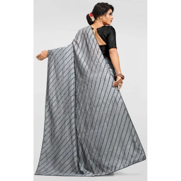Women's Vichitra Saree with Women>Ethnic Wear>Blouse (Grey, 5-6 Mtrs) - Image 2