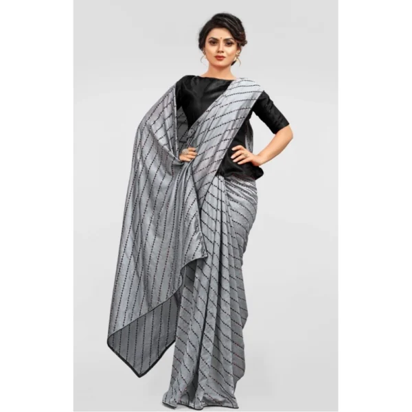 Women's Vichitra Saree with Women>Ethnic Wear>Blouse (Grey, 5-6 Mtrs) - Image 4