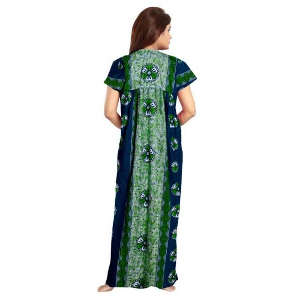 Women's Cotton Printed Maxi Nighty (Green) - Image 3