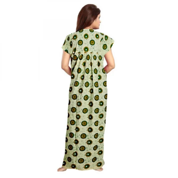 Women's Cotton Printed Maxi Nighty (Green) - Image 3