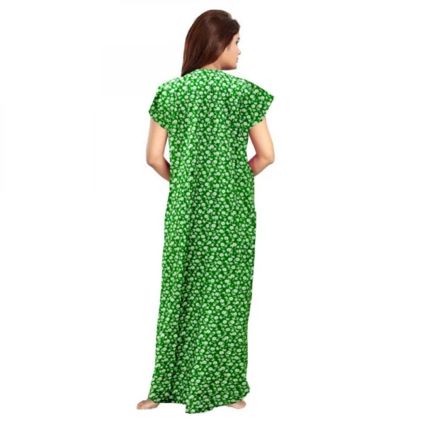 Women's Cotton Printed Maxi Nighty (Green) - Image 3