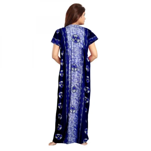Women's Cotton Printed Maxi Nighty (Blue) - Image 3