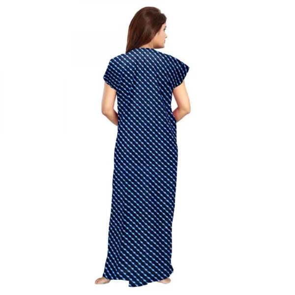Women's Cotton Printed Maxi Nighty (Blue) - Image 3