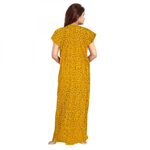 Women's Cotton Printed Maxi Nighty (Yellow) - Image 3
