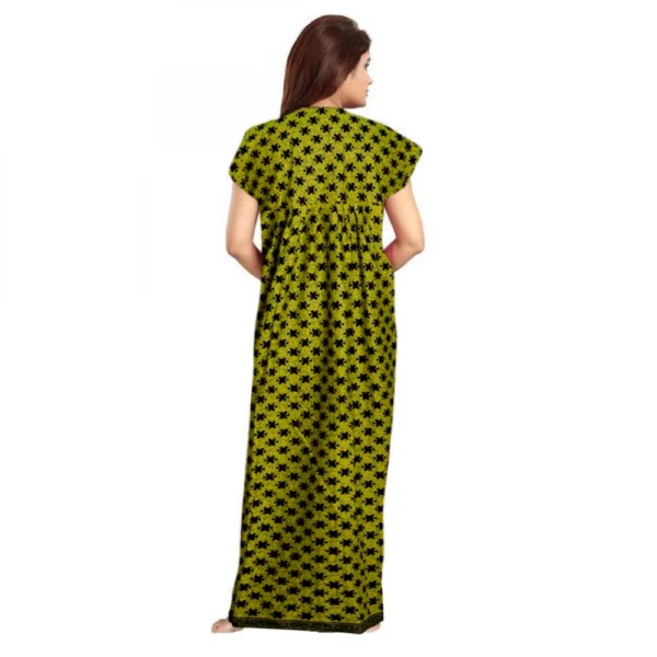 Women's Cotton Printed Maxi Nighty (Green) - Image 3