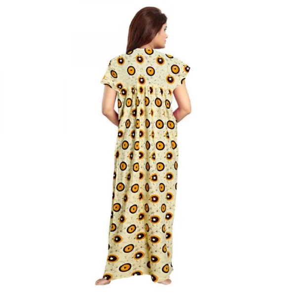Women's Cotton Printed Maxi Nighty (Off White) - Image 3