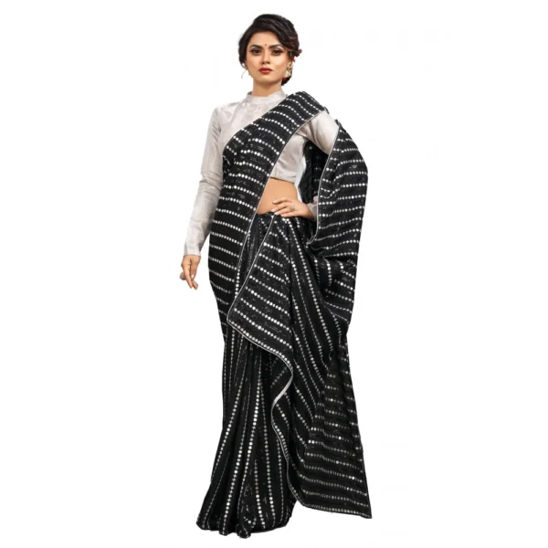 Women's Vichitra Saree with Women>Ethnic Wear>Blouse (Silver, 5-6 Mtrs)