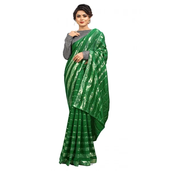 Women's Vichitra Saree with Women>Ethnic Wear>Blouse (Green, 5-6 Mtrs)