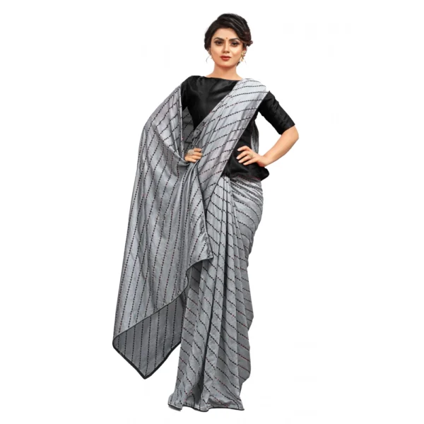 Women's Vichitra Saree with Women>Ethnic Wear>Blouse (Grey, 5-6 Mtrs)