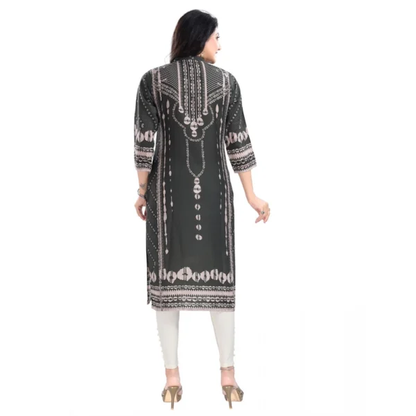 Women's 3/4th Sleeve Masleen Tunic Long Kurti (Olive Green) - Image 6