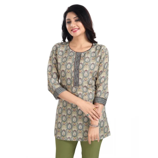 Women's 3/4th Sleeve Viscose Blend Tunic Short Top (Multicolor) - Image 4