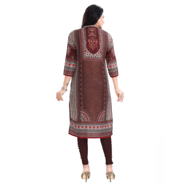 Women's 3/4th Sleeve Masleen Tunic Long Kurti (Brown) - Image 6