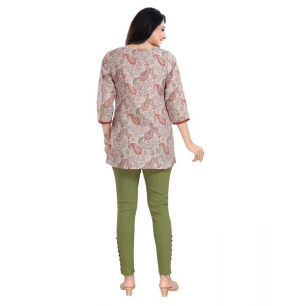 Women's 3/4th Sleeve Viscose Blend Tunic Short Top (Off White) - Image 6