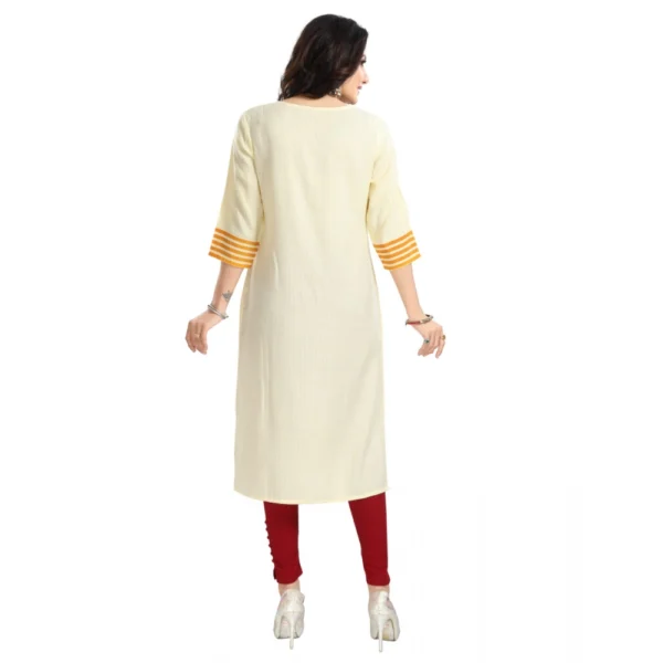 Women's 3/4th Sleeve Viscose Blend Tunic Long Kurti (Yellow) - Image 6