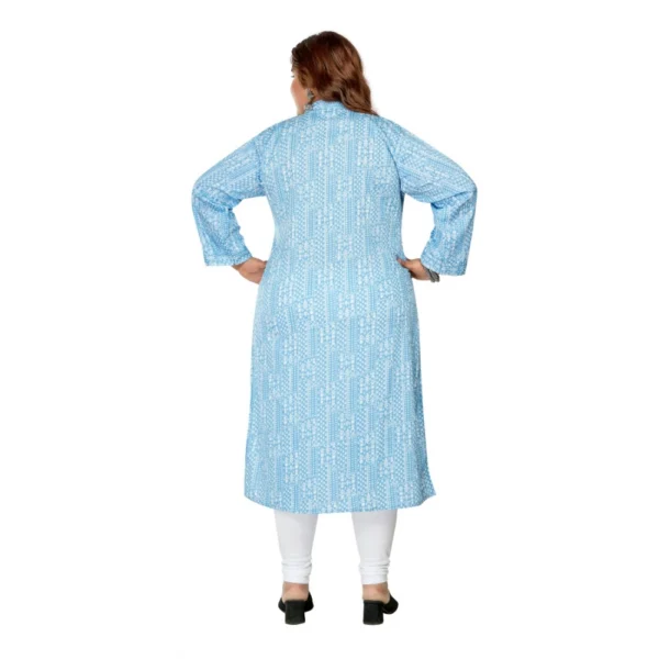 Women's Casual 3/4th Sleeve Full printed Imported Synthetix Straight Kurti (Blue) - Image 4