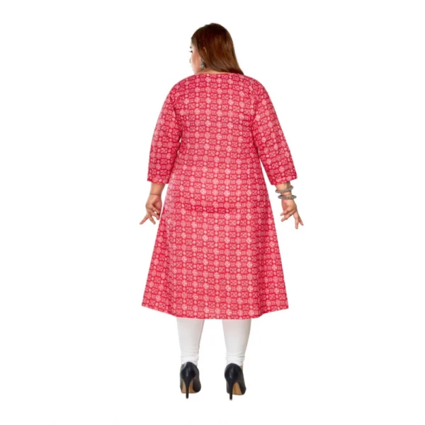 Women's Casual 3/4th Sleeve Regular Printed Pure Cotton Prince Cut A-Line Kurti (Pink) - Image 4