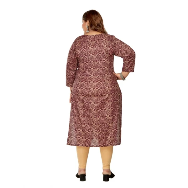 Women's Casual 3/4th Sleeve Golden Foil Printed Capsule Cotton Straight Kurti (Maroon) - Image 4