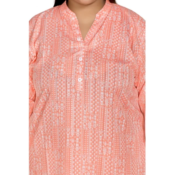Women's Casual 3/4th Sleeve Imported Synthetix Full printed Straight Kurti (Corel Pink) - Image 5