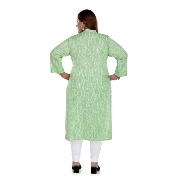 Women's Casual 3/4th Sleeve Imported Synthetix Full printed Straight Kurti (Pista Green) - Image 2