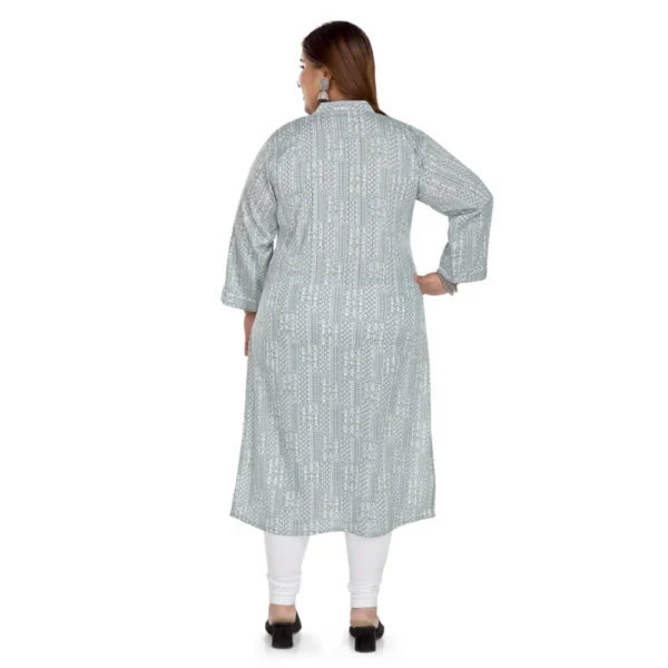 Women's Casual 3/4th Sleeve Imported Synthetix Full printed Straight Kurti (Grey) - Image 2