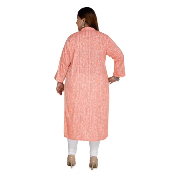 Women's Casual 3/4th Sleeve Imported Synthetix Full printed Straight Kurti (Corel Pink) - Image 2