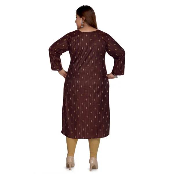 Women's Casual 3/4th Sleeve Cotton Mix Golden Embroidered Straight Kurti (Maroon) - Image 2