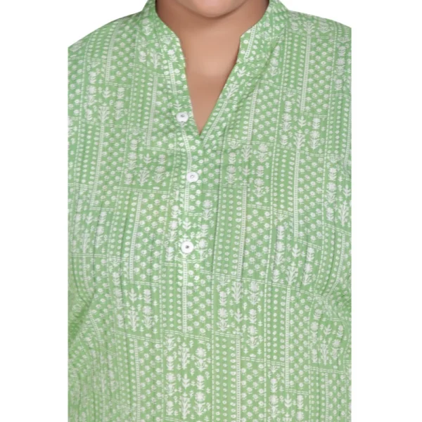 Women's Casual 3/4th Sleeve Imported Synthetix Full printed Straight Kurti (Pista Green) - Image 5