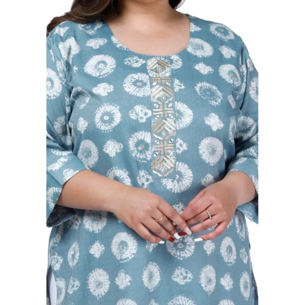 Women's Office wear Golden Foil Capsule Straight Kurti (Light Blue) - Image 2