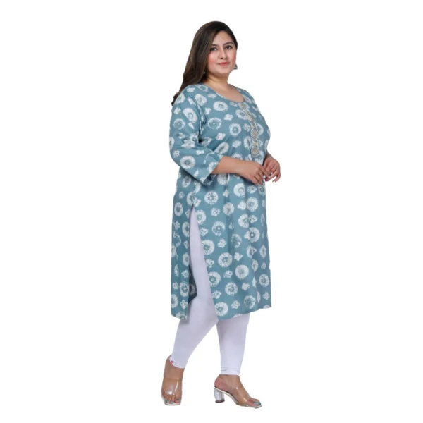 Women's Office wear Golden Foil Capsule Straight Kurti (Light Blue) - Image 5