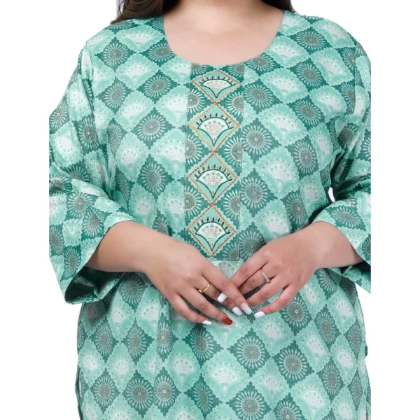 Women's Office wear Golden Foil Capsule Straight Kurti (Light Green) - Image 2