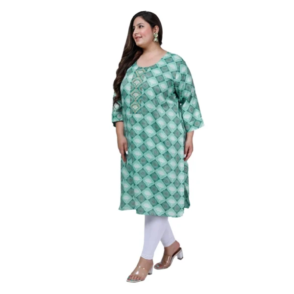 Women's Office wear Golden Foil Capsule Straight Kurti (Light Green) - Image 5