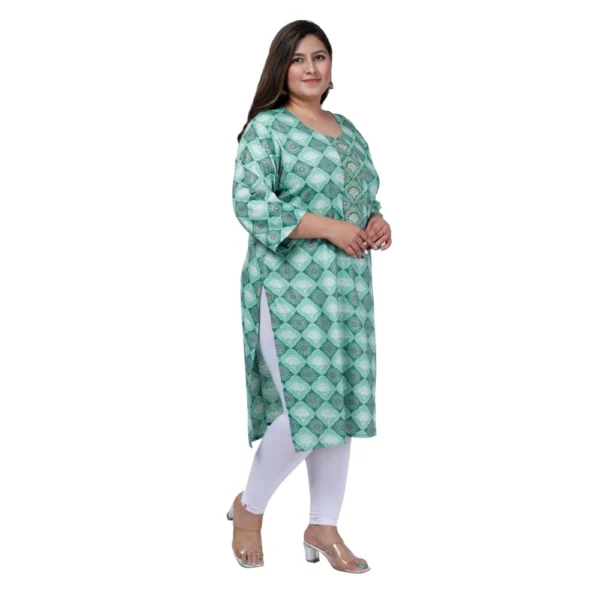 Women's Office wear Golden Foil Capsule Straight Kurti (Light Green) - Image 7