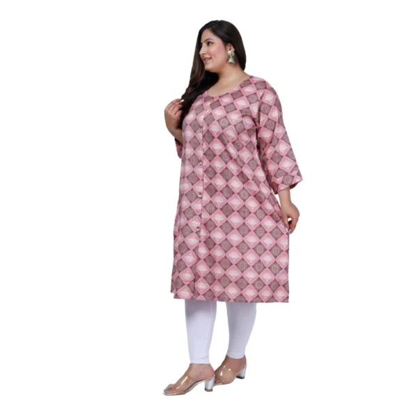 Women's Office wear Golden Foil Capsule A-Line Kurti (Pink) - Image 5