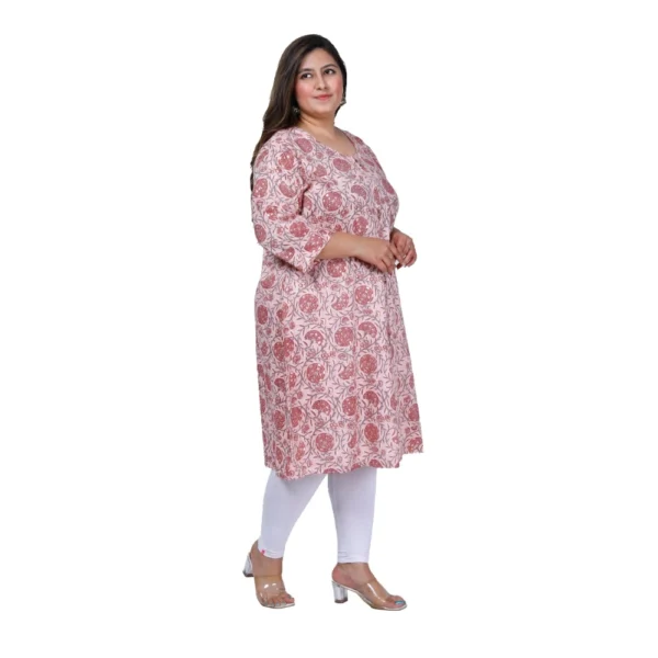Women's Office wear Golden Foil Capsule A-Line Kurti (Light Pink) - Image 7