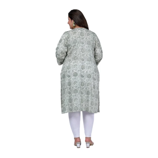 Women's Office wear Golden Foil Capsule Straight Kurti (Green) - Image 3